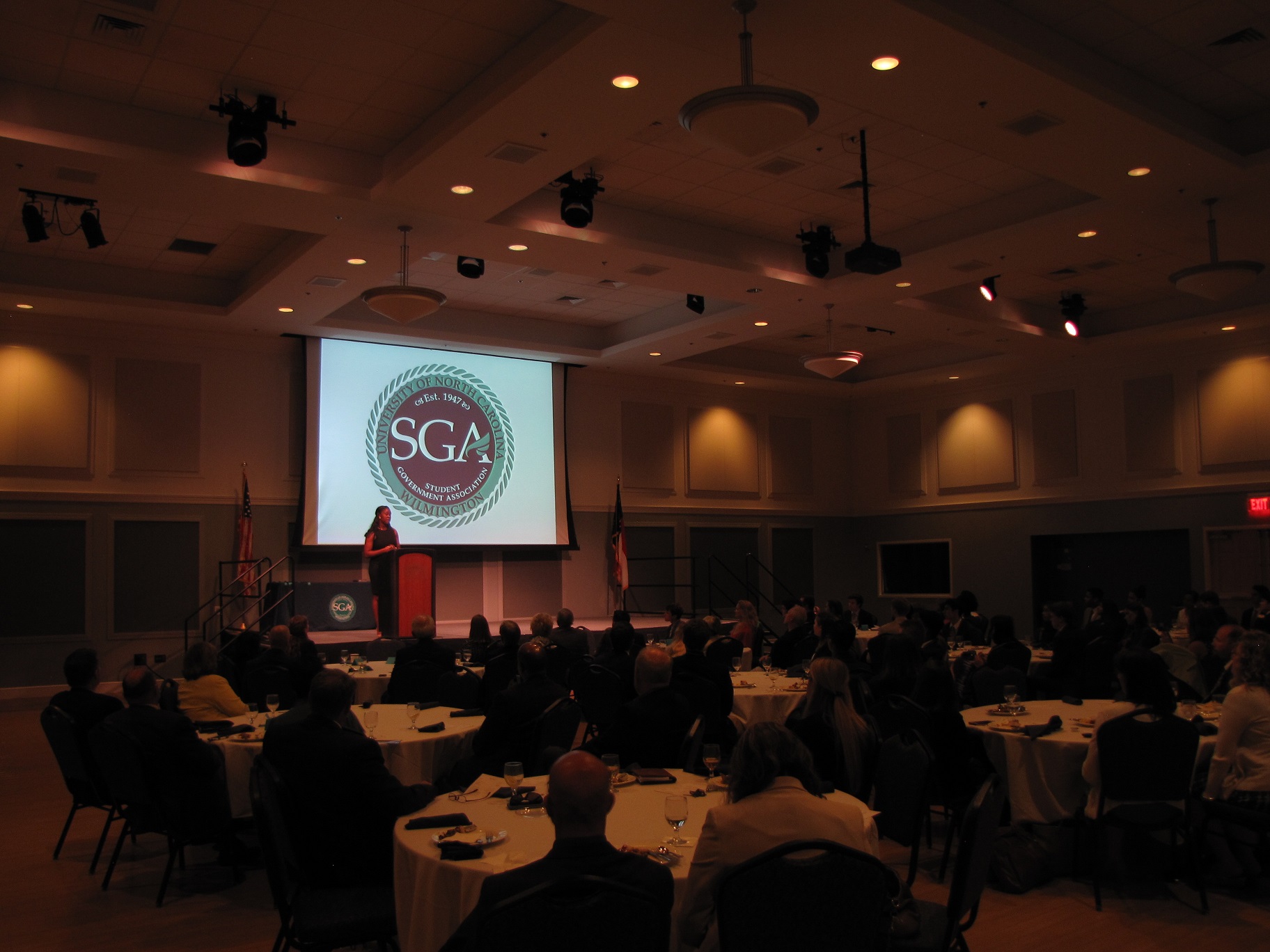 Newly elected SGA President Ottillie Mensah addressed those present at the annual SGA Inauguration.