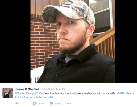 A screen capture of a tweet from a trans North Carolinian in response to controversial House Bill 2.