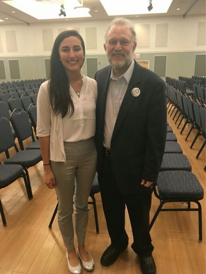 Laura Rojas, next years co-president of TealTV, interviews Jerry Greenfield for her organization.