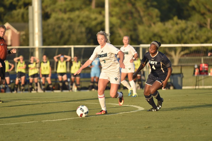 Mao Jarl, 5, scored the first goal of her senior campaign Friday in a 2-2 draw against Navy.