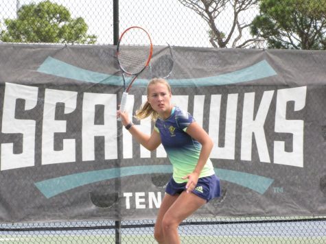 Annika Sillanpaa prepares a forehand versus Morgan State on March 25.
