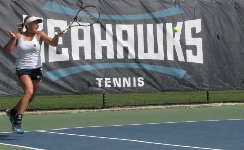 Madara Straume lost her first singles match of the season on Friday versus Winthrop.