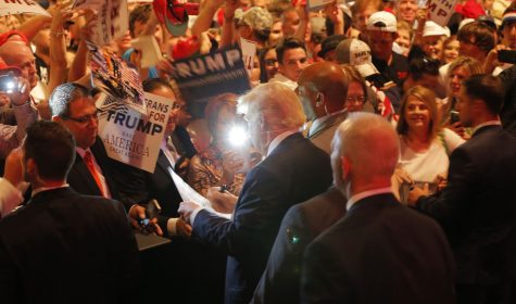 Donald Trump shakes hands with supporters after he speaks at a rally at Gilley's Dallas on Thursday, June 16, 2016. (Rodger Mallison/Fort Worth Star-Telegram/TNS)