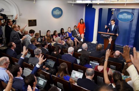 (Olivier Douliery/Abaca Press/TNS)
Newly appointed White House Communications Director Anthony Scaramucci answers questions about the resignation of White House Press Secretary Sean Spicer during a press briefing on Friday, July 21, 2017 at the White House in Washington, D.C.