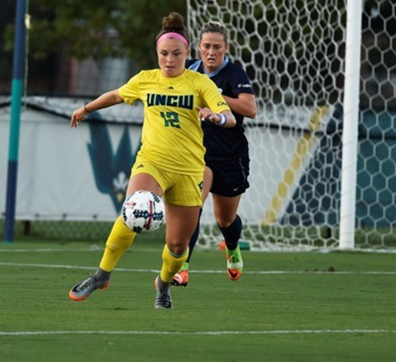 Serenity Waters (12) takes possession of the ball during UNCWs game vs. Old Dominion on Sept. 8, 2017.