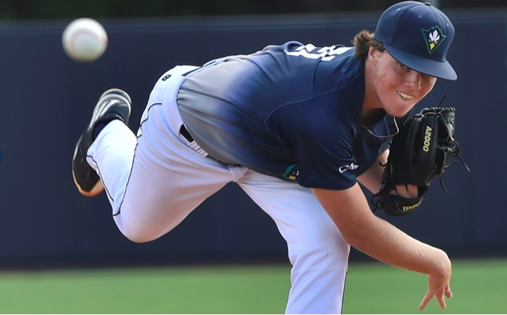 Reigning CAA Pitcher-of-the-Year Alex Royalty delivers a pitch in UNCWs 4-0 win over the Czech Republic national team on Wednesday, Oct. 11.