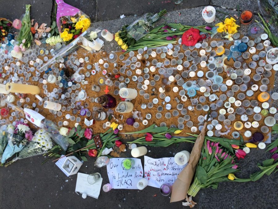 LONDON, ENGLAND--A makeshift memorial for those who lost their lives in the Westminster Bridge attack