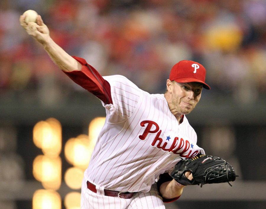 Philadelphia Phillies pitcher Roy Halladay throws against the Washington Nationals in the fifth inning at Citizens Bank Park in Philadelphia, Pennsylvania, on Wednesday, September 4, 2013. The Nationals won, 3-2.