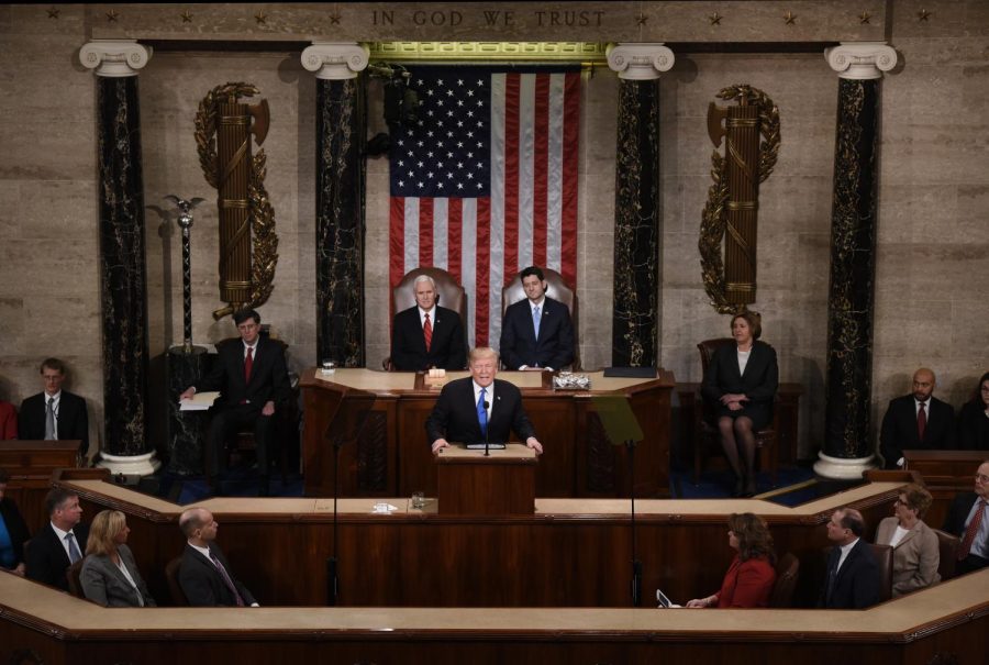 Donald Trump delivering his first State of the Union address courtesy of Tribune News Service  (Olivier Douliery/Abaca Press) 