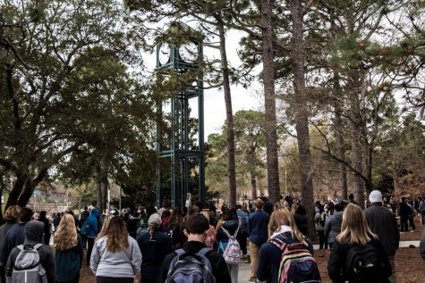 Faculty, staff and students were present at the walkout.