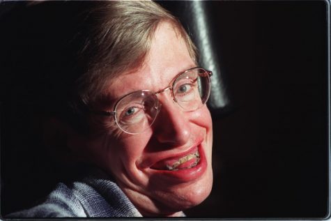 Theoretical physicist Stephen Hawking in his Caltech office in Pasadena, Calif., on February 5, 1997. Hawking died on Wednesday, March 14, 2018, at 76.