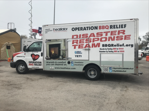 One of the many Operation BBQ Relief trucks on site at the old Kmart parking lot.