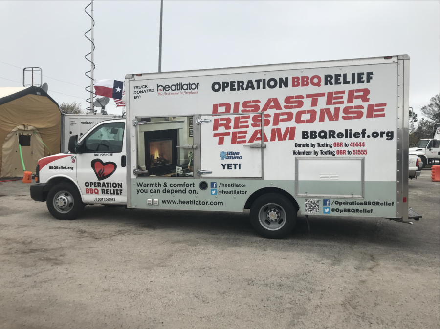 One of the many Operation BBQ Relief trucks on site at the old Kmart parking lot. 