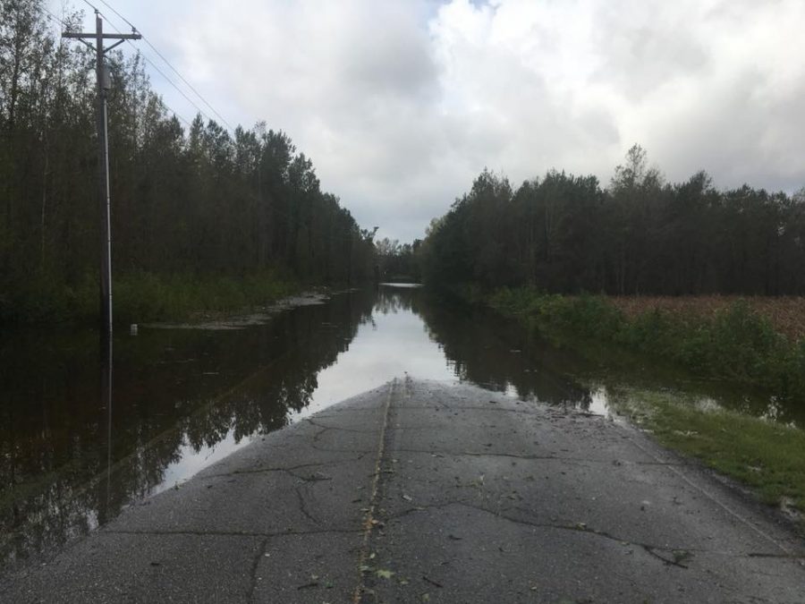 The scene at Zion Church Road at Town Creek Road in Brunswick County, where many roads throughout the area were washed out due to rains caused by Hurricane Florence.