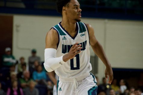 Ty Gadsden (10) tries to get open during UNCW's Tuesday night game v.s. UNC Greensboro
