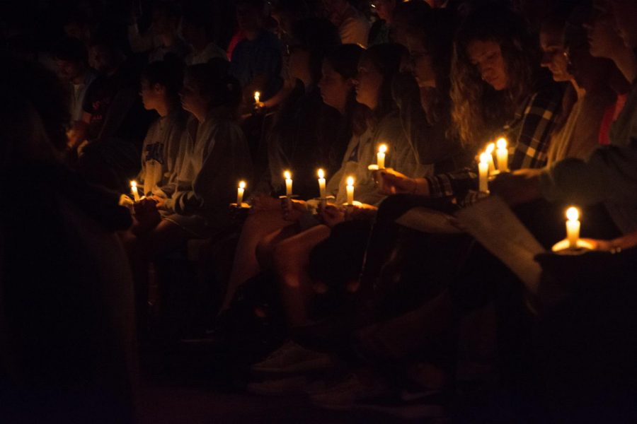 UNCW students joined their peers from UNCW Hillel to mourn and honor the victims and unite against antisemitism in the campus amphitheater on Monday, Nov. 5.
