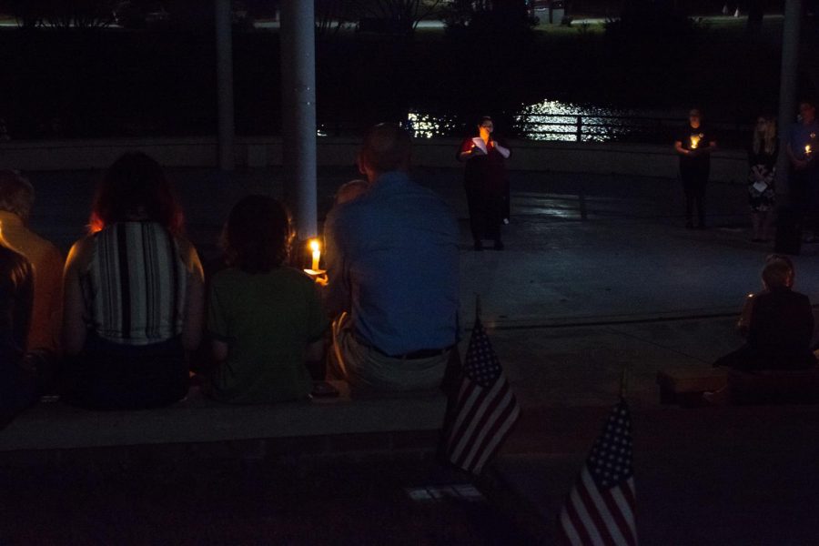 UNCW Students and faculty spoke alongside rabbi Emily Losben-Ostrov at the vigil in the campus amphitheater on Monday, Nov. 5.