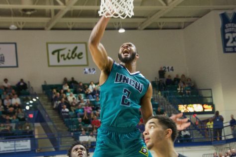 Jeantal Cylla (2) goes up to the rim during UNCW's Homecoming matchup against James Madison on Feb. 2, 2019.