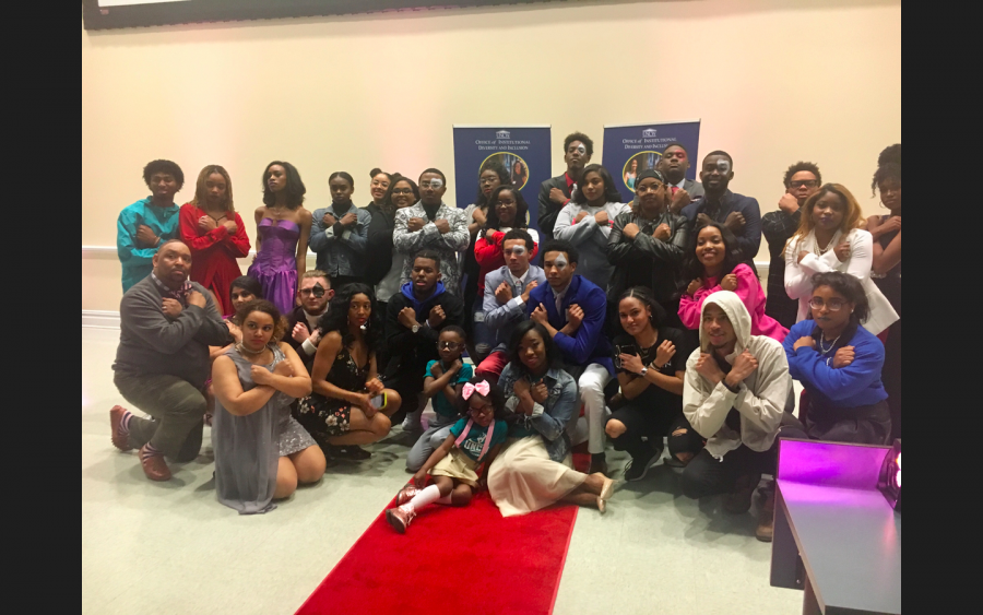 Participants in the Welcome to Wakanda Upperman African-American Culture Center fashion show pose on Thursday, Jan. 31.