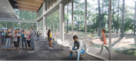 A visual design of Randall Library following renovations.