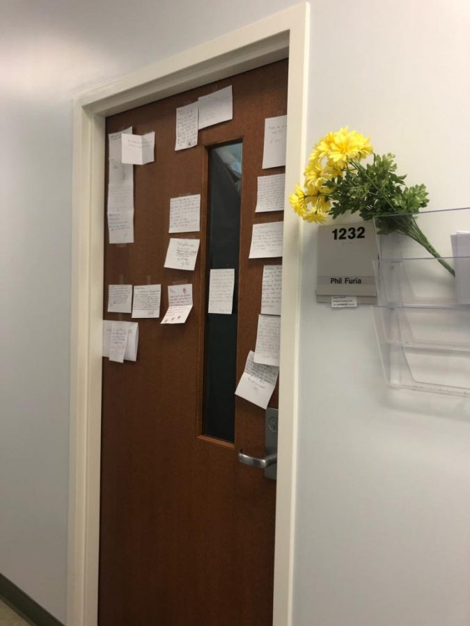Notes of mourning and appreciation were posted this past week on office door of  the late Phil Furia.