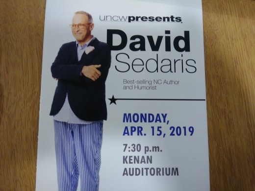 A pamphlet from humorist David Sedaris' event at Kenan Auditorium on April 15, 2019