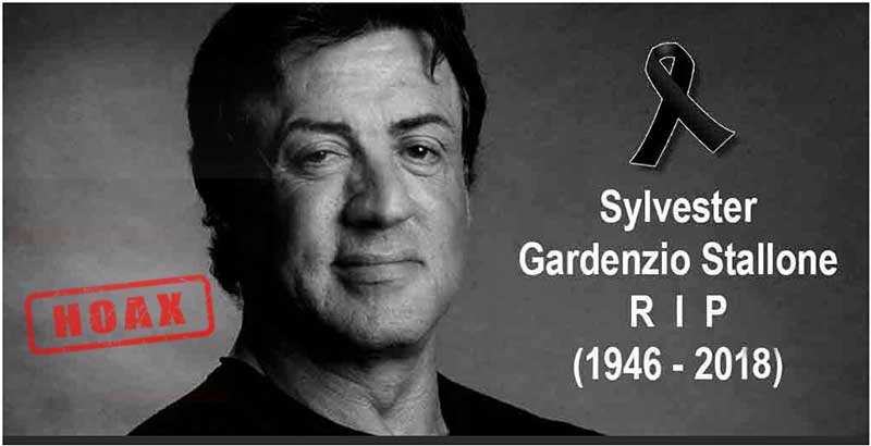 An often-used image that mourns the death of actor Sylvester Stallone – who is still alive today
