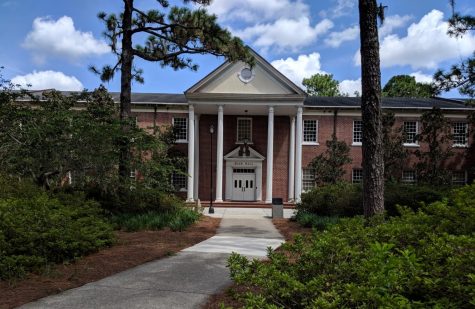 Front of Bear Hall, where part of the active-shooter exercise took place.