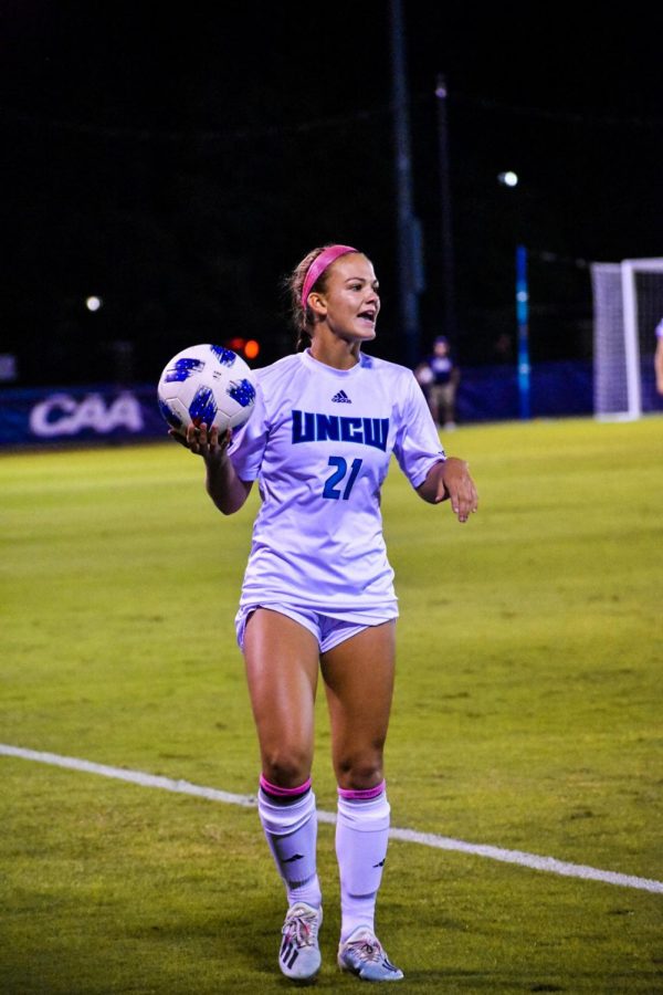 Ashley Johnson (21) during UNCWs matchup with James Madison at UNCW Soccer Stadium on Oct. 24, 2019. 