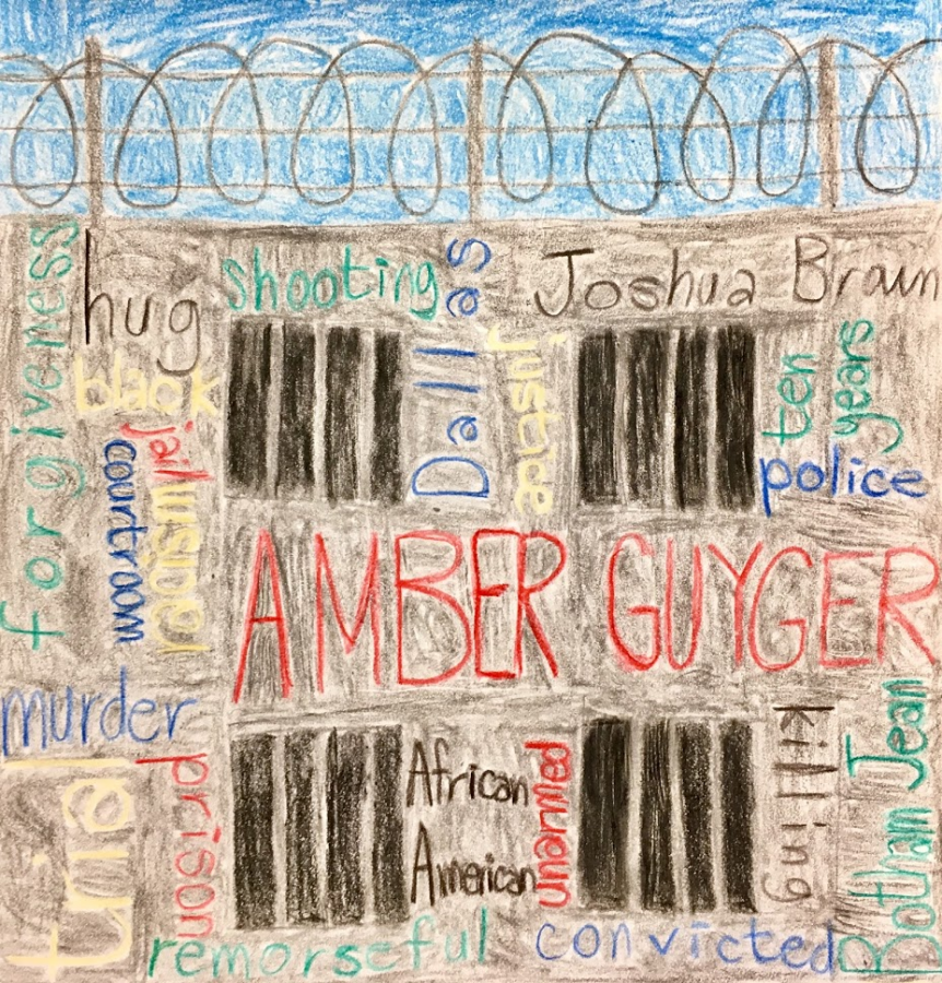 A prison-themed word cloud summarizes the Amber Guyger case, from the shooting to the sentencing.