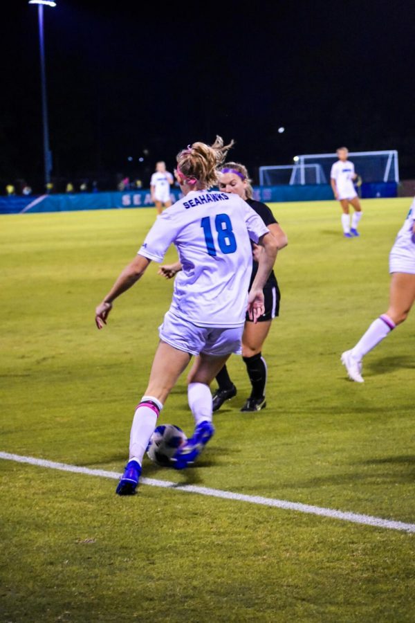 Audrey Harding (18) during UNCWs matchup with James Madison at UNCW Soccer Stadium on Oct. 24, 2019. 