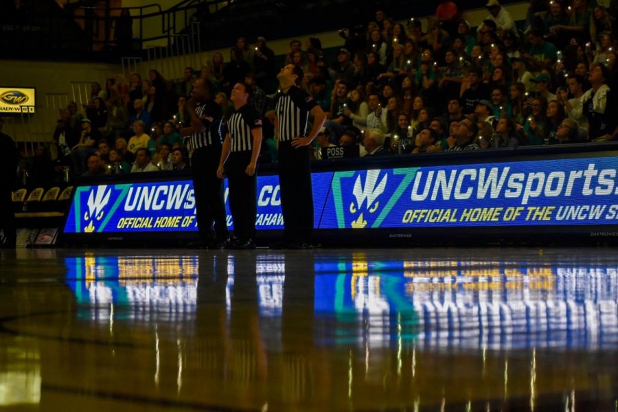 Just before tipoff between UNCW and Johnson & Wales on November 5, 2019.