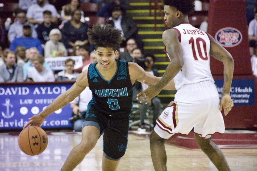 Shykeim Phillips during UNCW’s matchup with College of Charleston on Jan. 25, 2020 at TD Arena