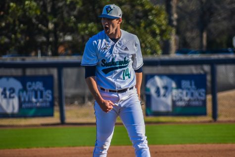 Landen Roupp (14) during UNCW's matchup with Marshall on Feb. 22, 2020 at Brooks Field.