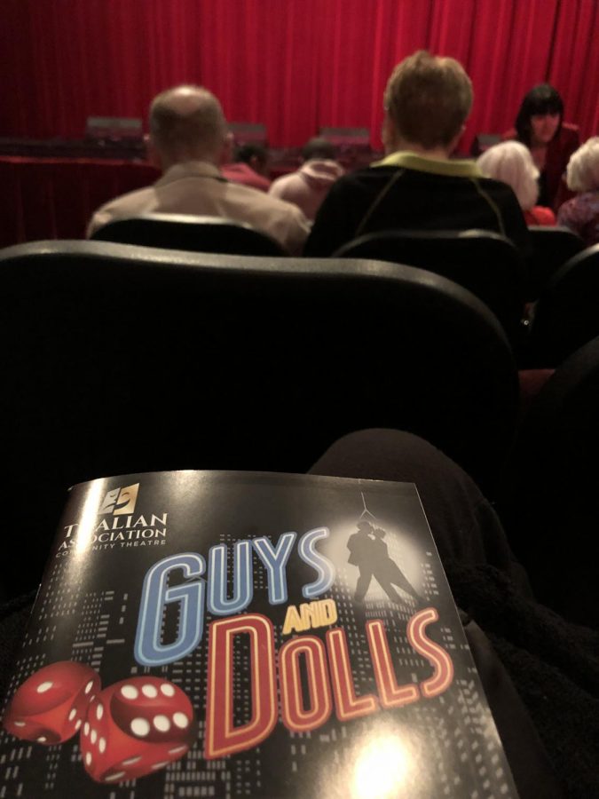 Playbill from Guys and Dolls in Kenan Auditorium. Photo by Emily Andsager.