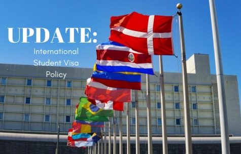 Stock photo of international flags. Overlaid text saying: