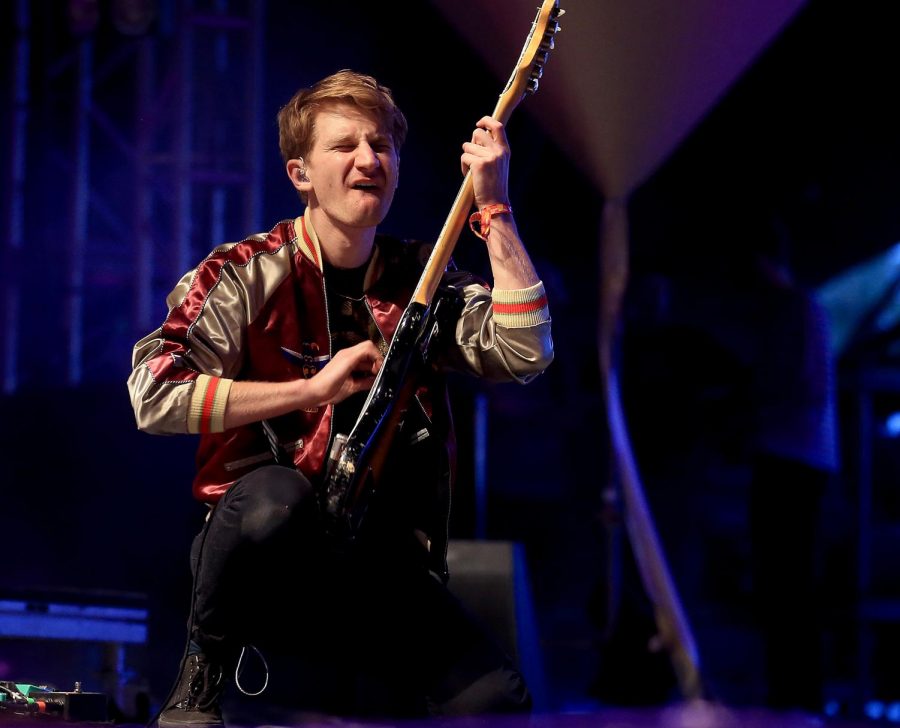 Dave Bayley, lead guitarist of Glass Animals performing at Coachella