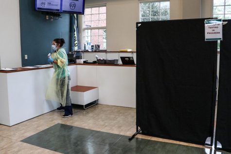 Inside Depaolo Hall, where the Abrons Student Health Center is located.