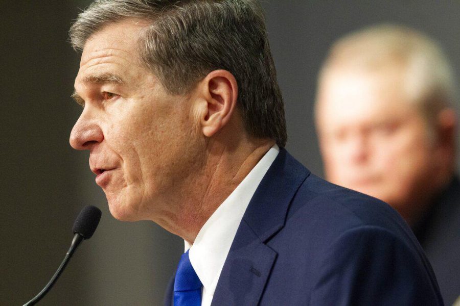 North Carolina Gov. Roy Cooper announces a stay at home order for the entire state starting Monday at 5 p.m. to help slow the spread of coronavirus. Cooper made the announcement during a briefing Friday, March 27, 2020 at the State of North Carolina Emergency Operations Center in Raleigh.