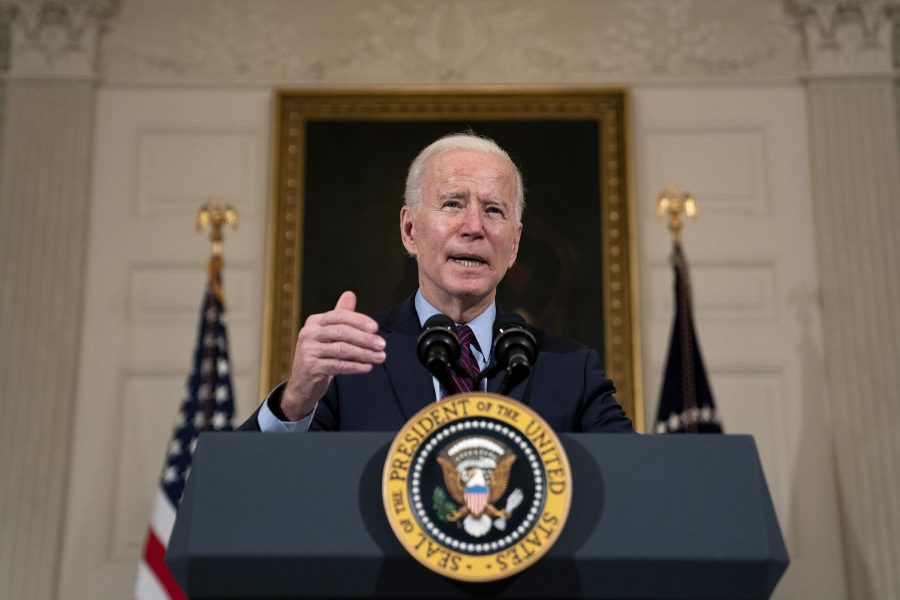 President Joe Biden delivers remarks on the national economy in the State Dining Room at the White House on Feb. 5, 2021. The president’s first speech to Congress is generally an opportunity to lay out long-term policy themes as well as shorter-term legislative goals. 