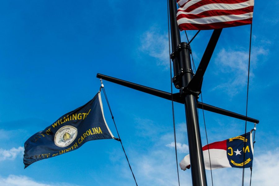 The Wilmington and the North Carolina flags.