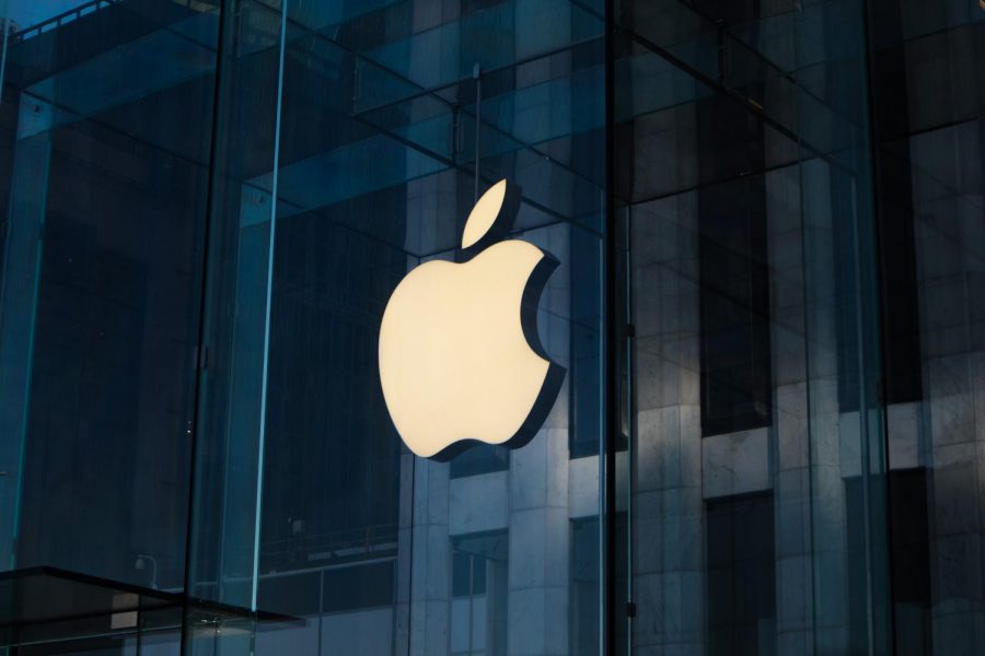 The Apple logo on a store in New York.