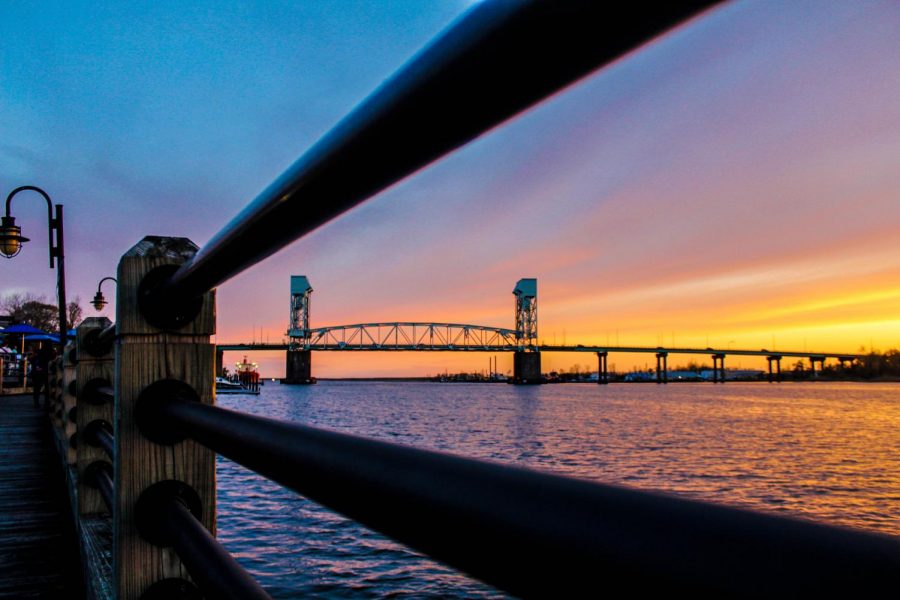 A bridge at sunset in Wilmington, N.C.