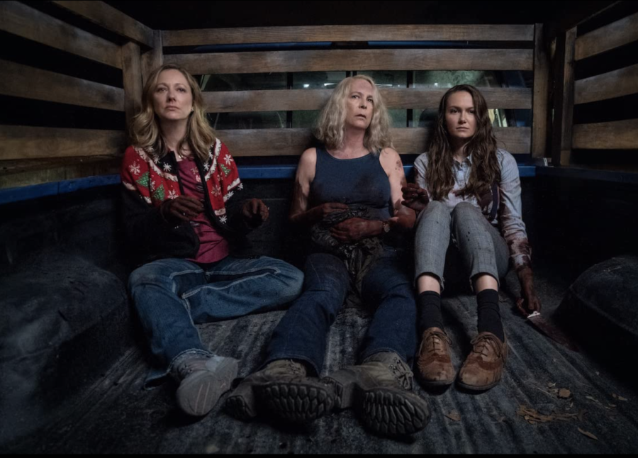 Judy Greer, Jamie Lee Curtis, and Andi Matichak in “Halloween Kills” (2021).
