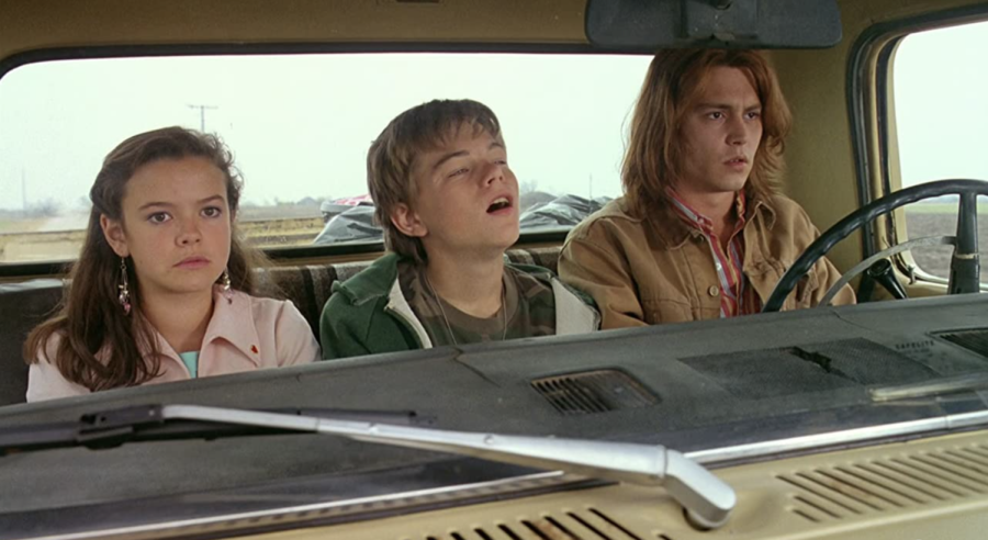 Mary Kate Schellhardt, Leonardo DiCaprio, and Johnny Depp in “Whats Eating Gilbert Grape” (1993).