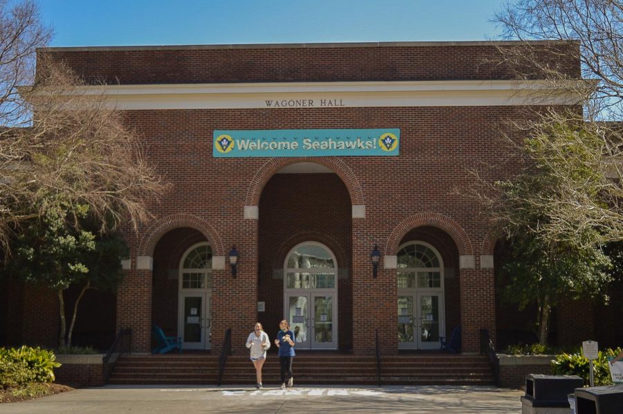 Students leave Wagoner Dining Hall.