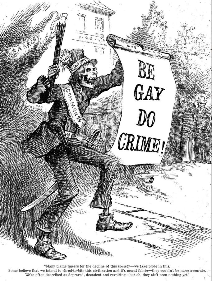 2016 comic created by trans activist @bum_lung as part of the popular spread of the Be Gay. Do Crime phrase.