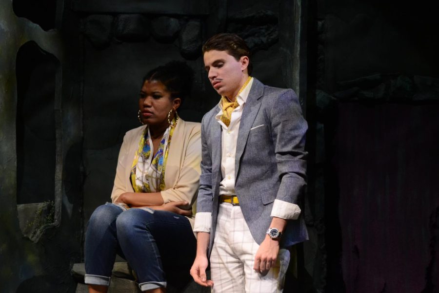 Ashley Jackson (left) and Tanner Batts (right) as Sebastia and Antonio in The Tempest.