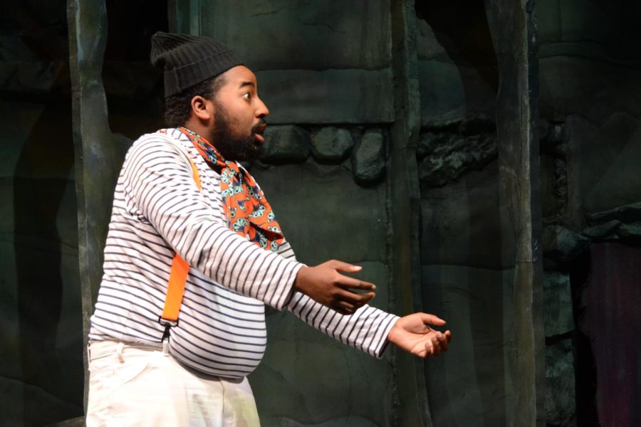 Malik Fowler as Trinculo in The Tempest.