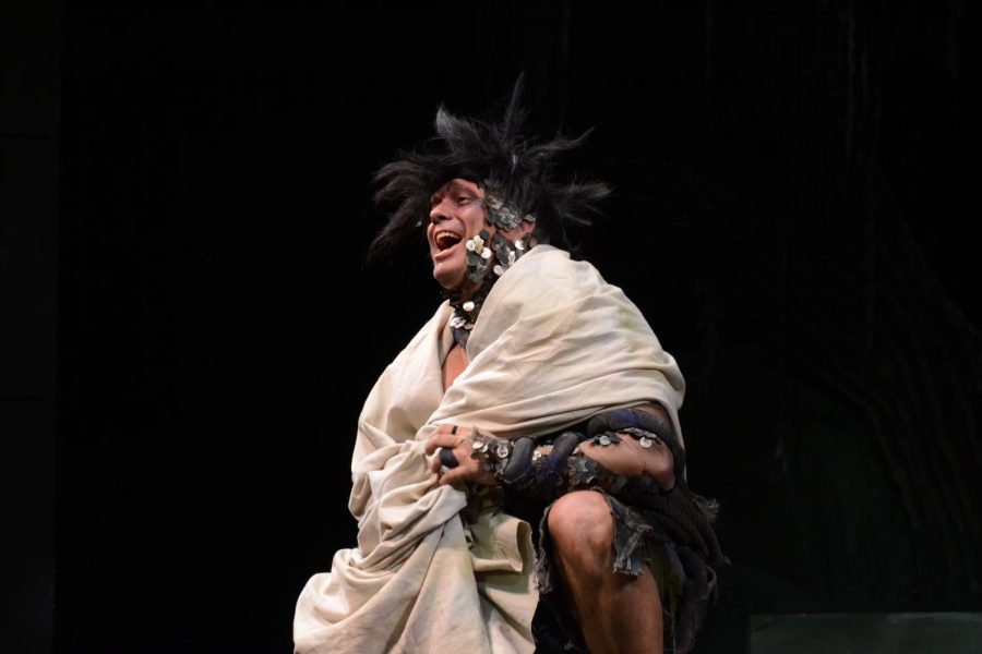 Jamie Lane as Caliban, the creature that haunts the island in The Tempest.